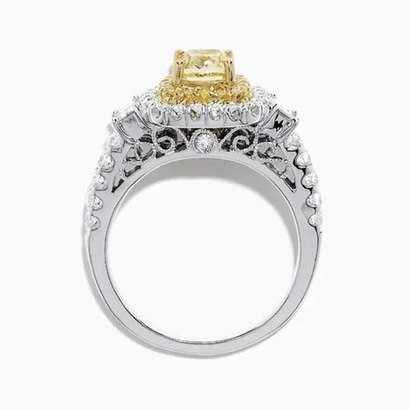 🍁 Noble Round Yellow Gemstone Square Diamond Silver Ring for Women,VIP244